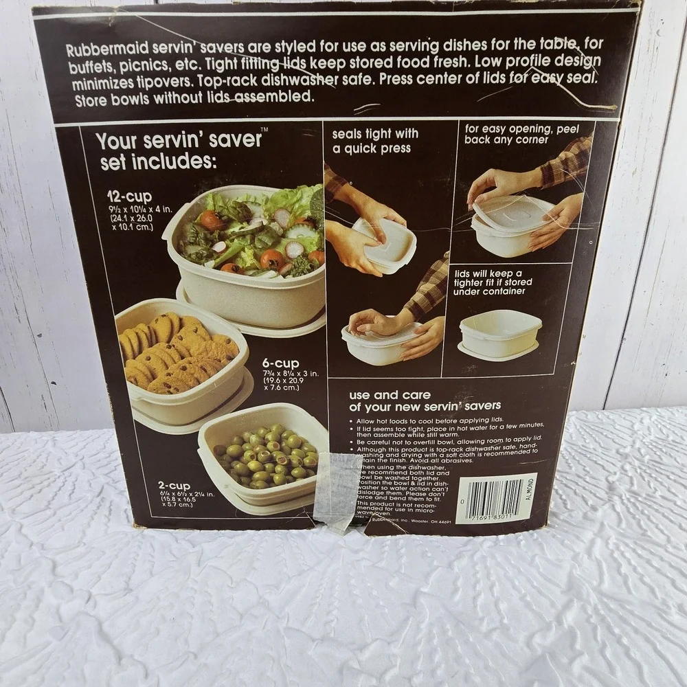 Rubbermaid Servin' Saver Set Of 3 Storage Container Nesting 2-6-12‎ Cups Vintage